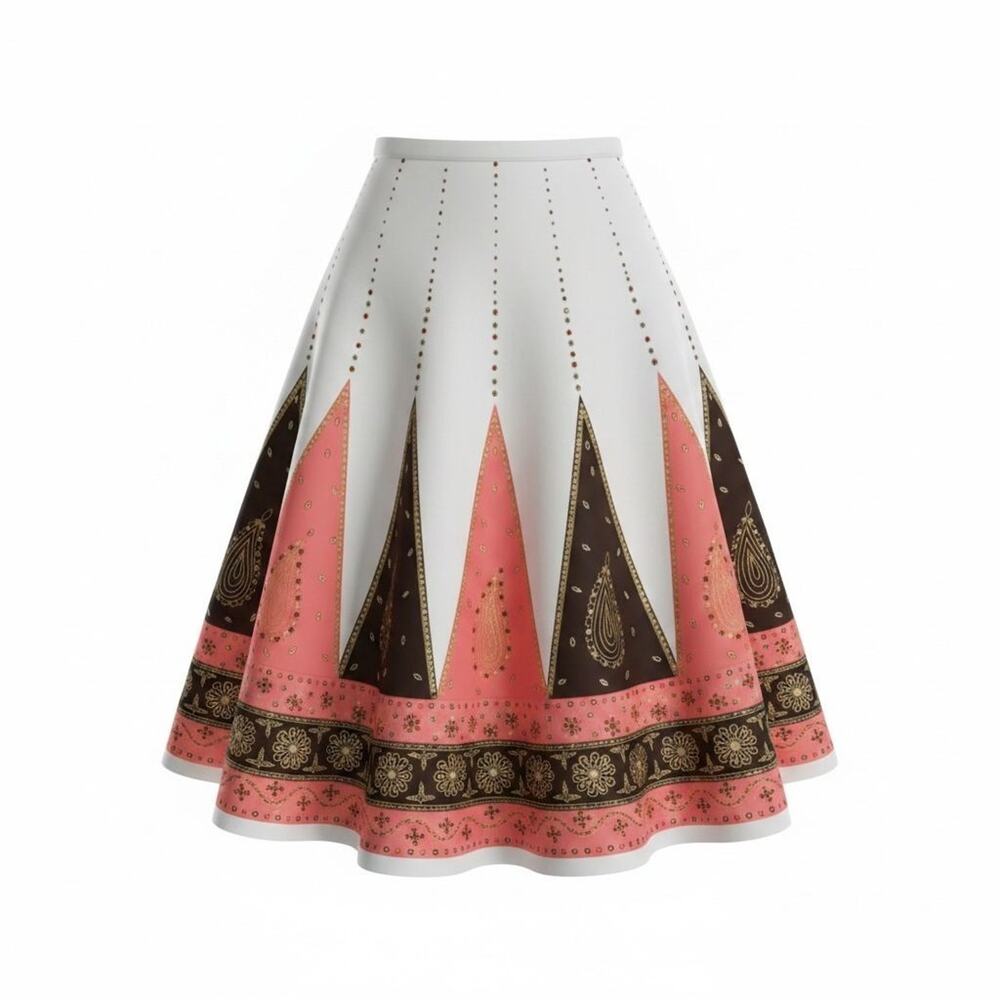 BOSTON PROPER BEADED MULTI COLOR FULL CIRCLE MIDI SKIRT SZ 6